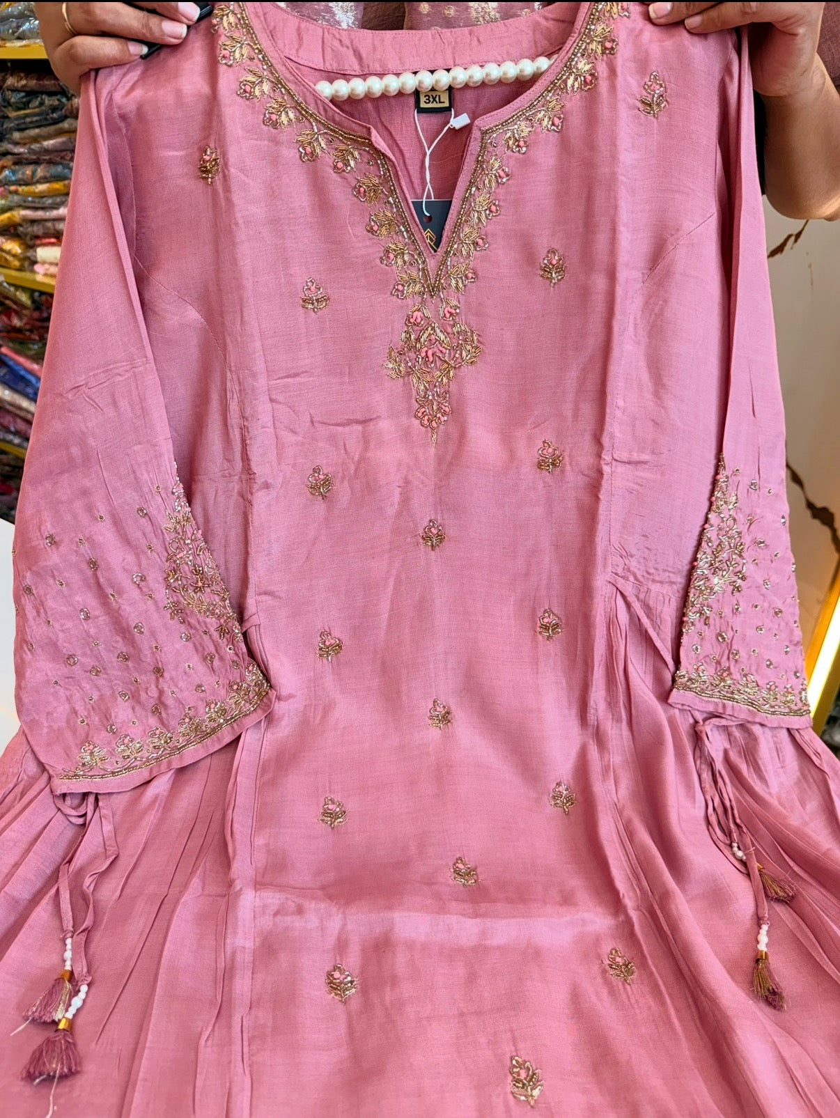 Gulabi Noor Flared Crape Big Size 3 Pcs Set