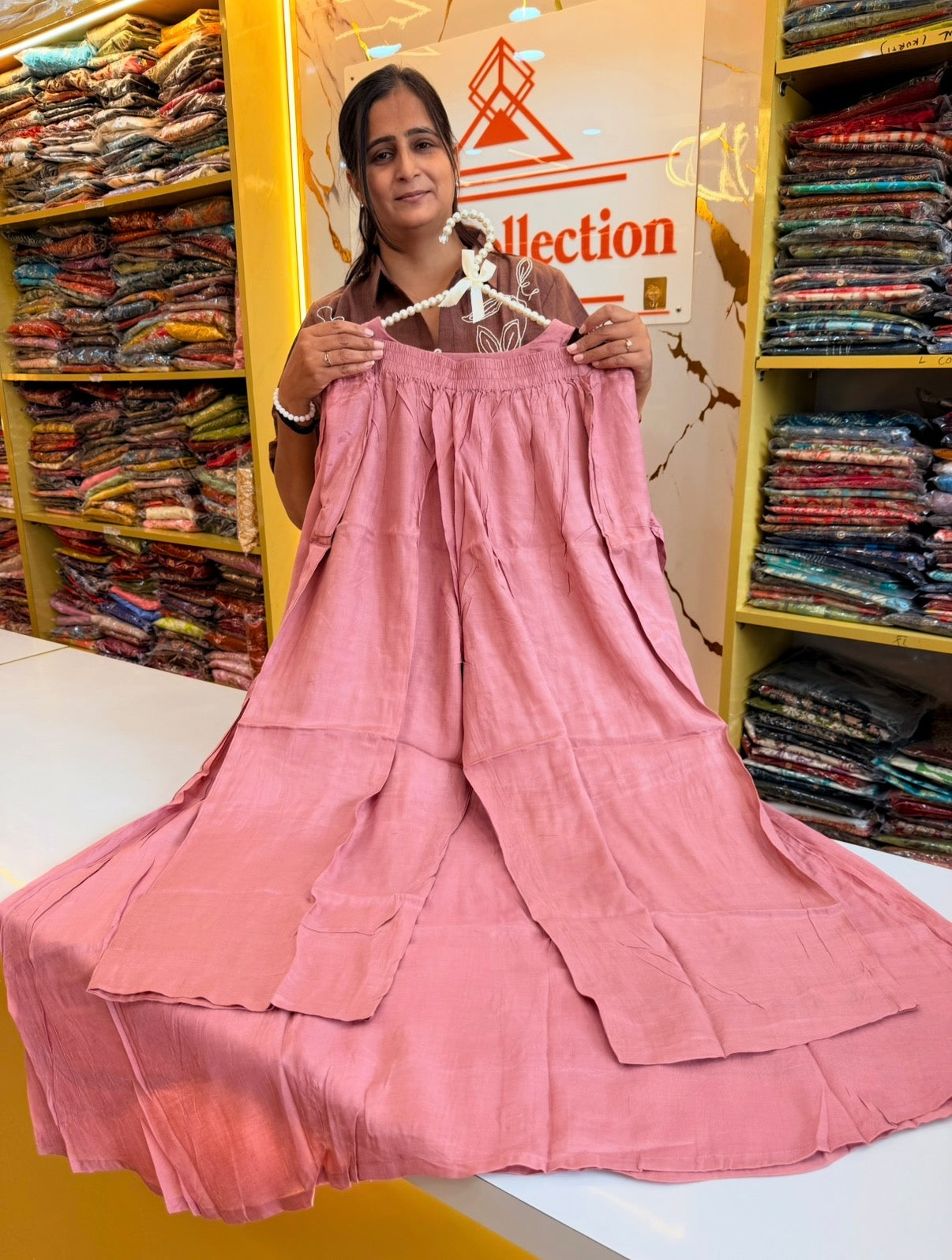Gulabi Noor Flared Crape Big Size 3 Pcs Set
