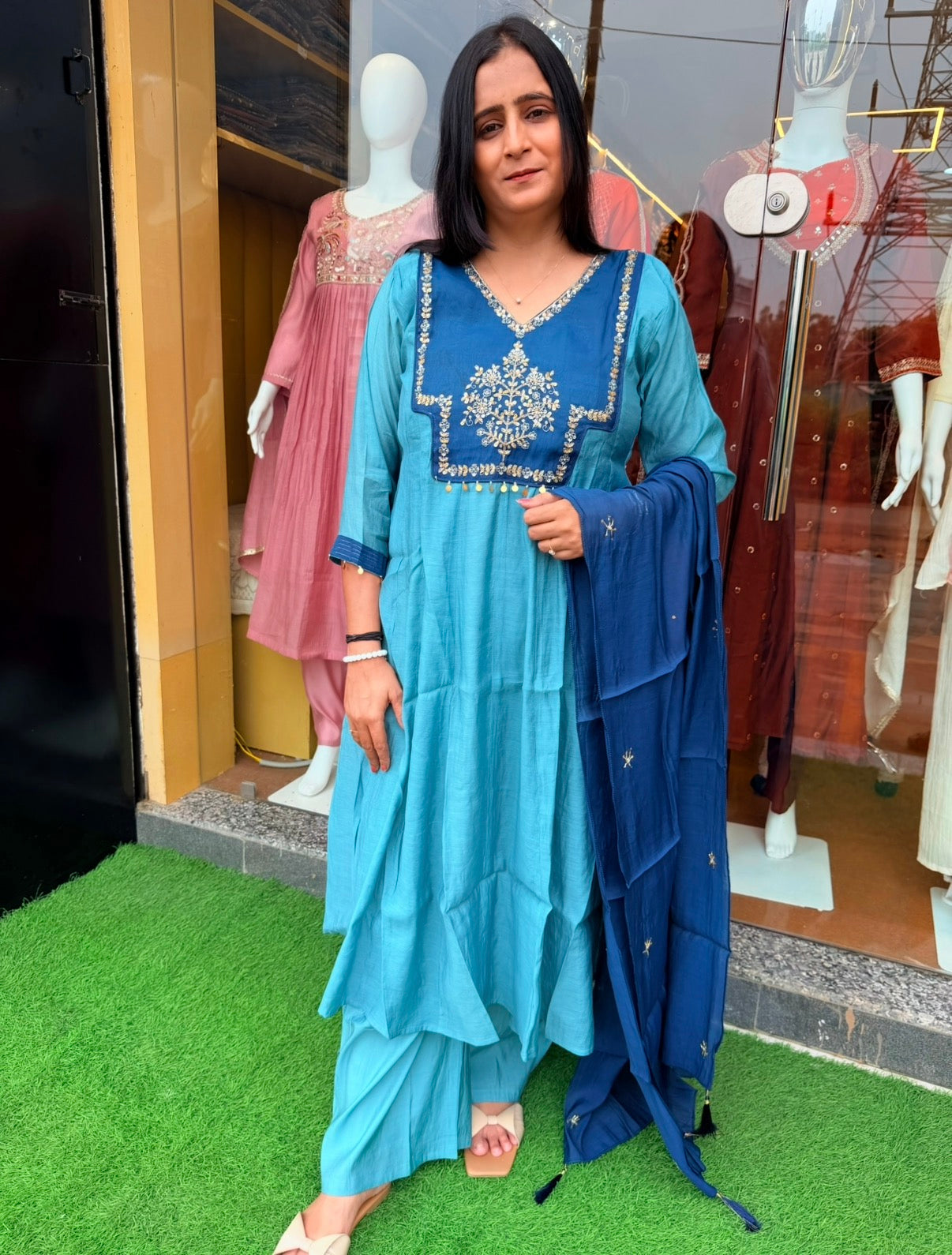 Aarohi Blue Embellished Kurta Set