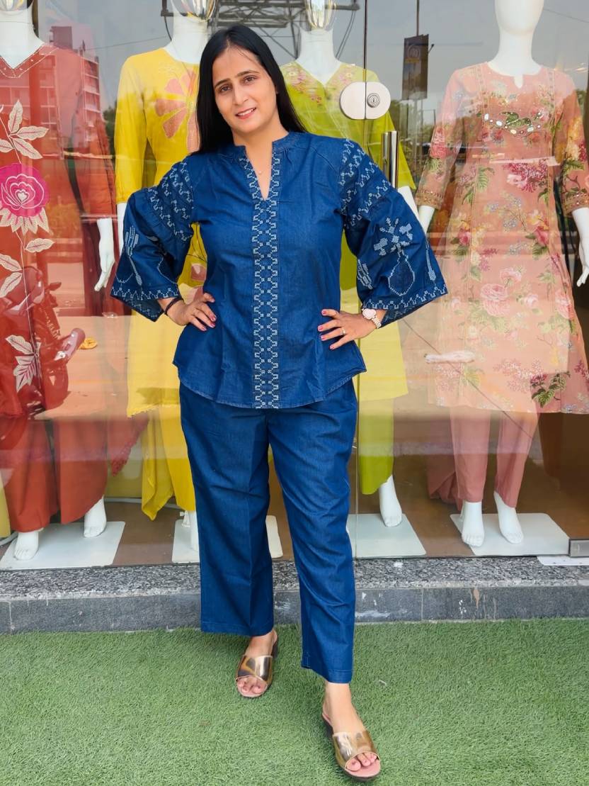 Indigo Charm Embroidered Co-Ord Set