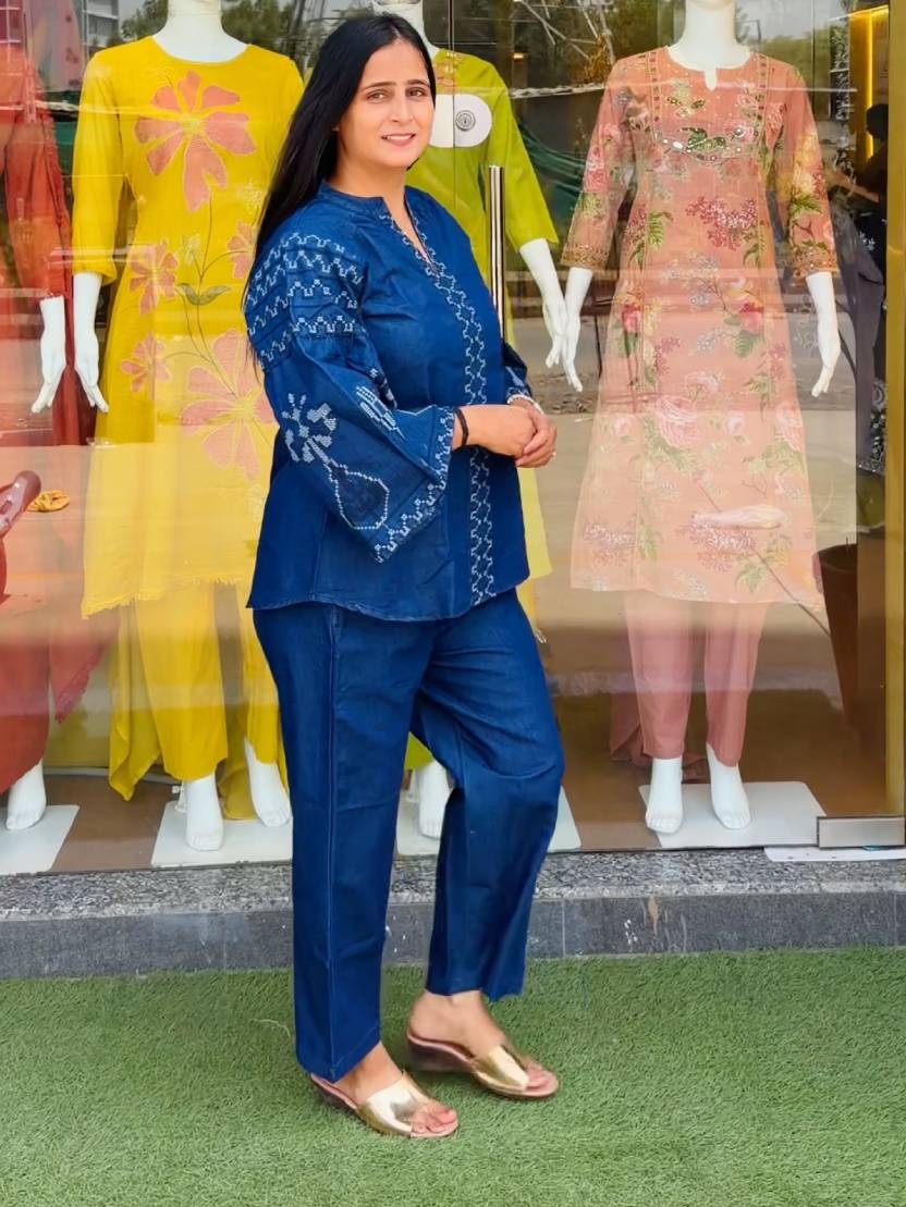 Indigo Charm Embroidered Co-Ord Set