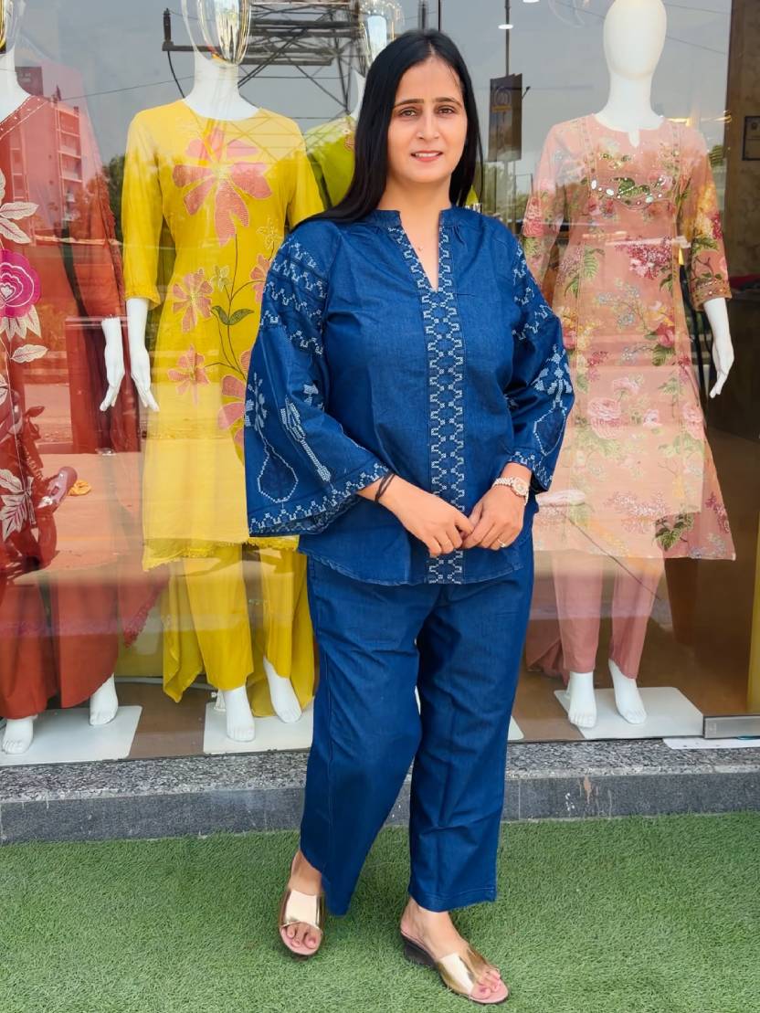 Indigo Charm Embroidered Co-Ord Set