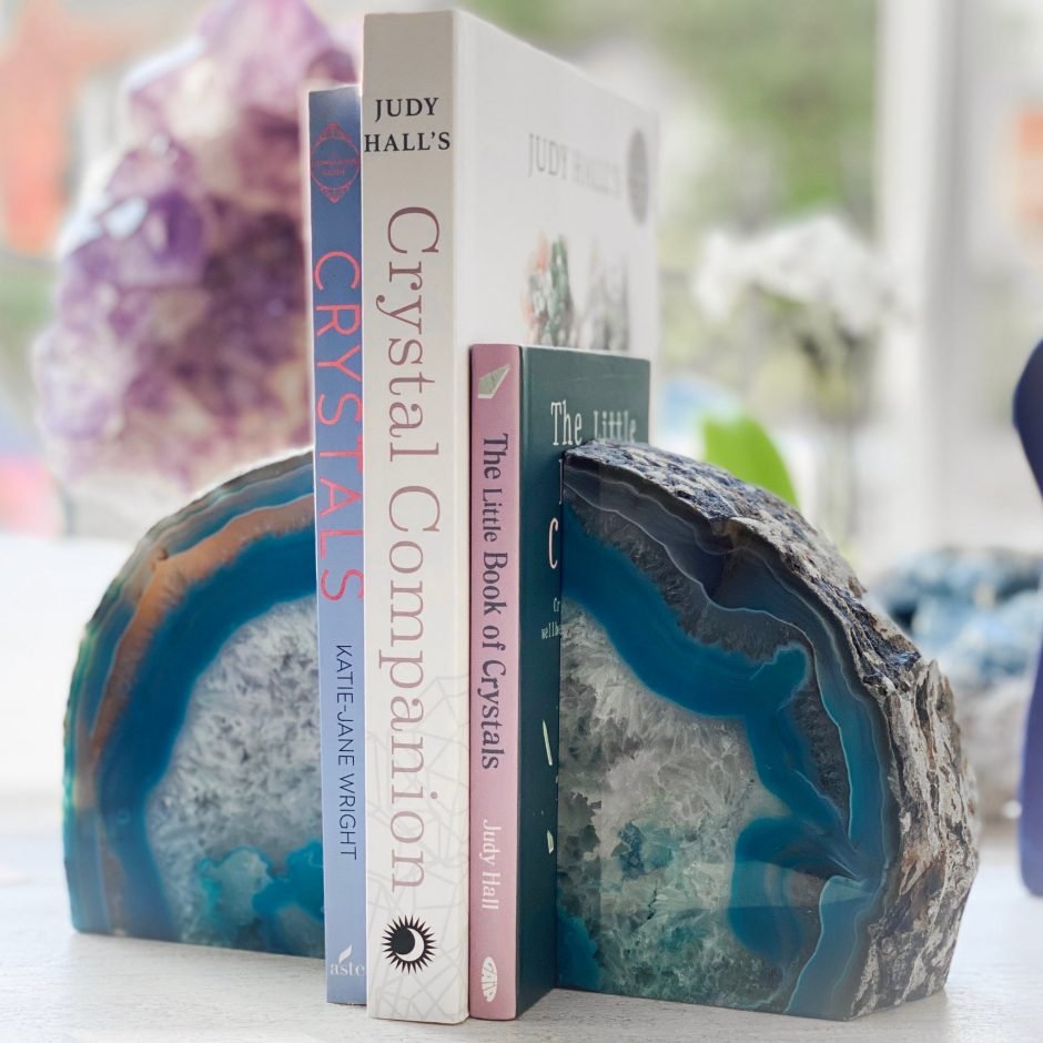 Teal Agate Bookends